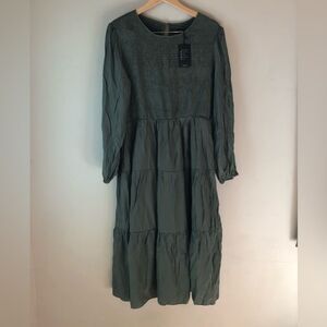 📳 Dazosue | Forest Green Smocked Maxi Dress